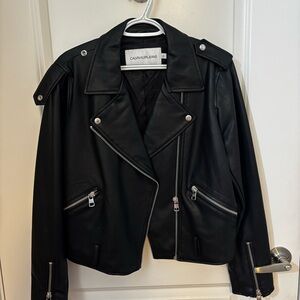 Calvin Klein Jeans Black Leather Biker Jacket